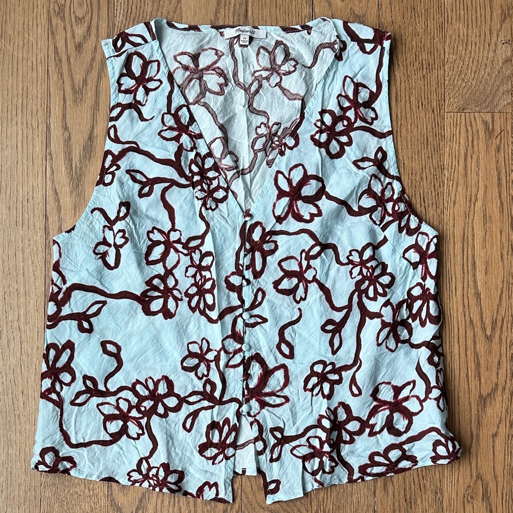 Madewell Women’s Cutaway Vest Top – Floral, Size 14